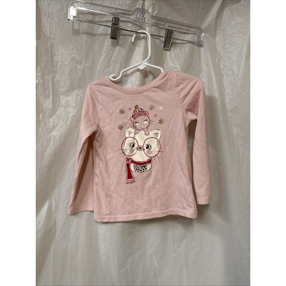 Garanimals Girls 3T Long-Sleeve T-Shirt Pink Graphic Print Cats